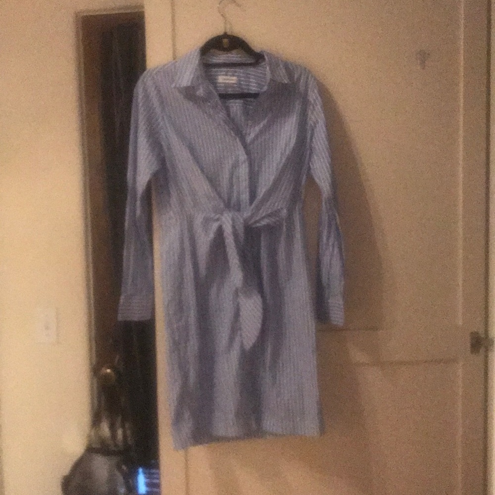 Calvin Klein Blue and white striped shirt dress